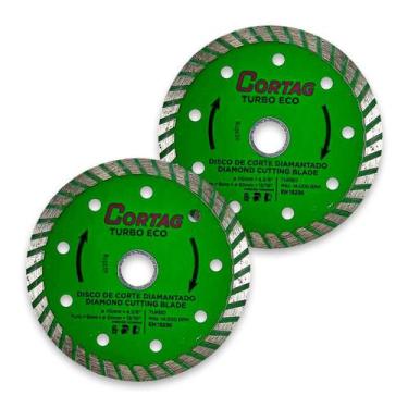 Imagem de Kit Disco de Corte Diamantado Turbo Eco Cortag 110mm 2mm Corte Seco Po