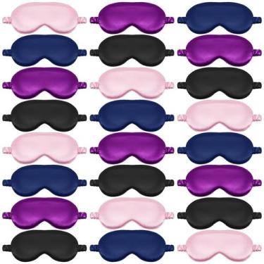 Imagem de Máscaras de Dormir para Olhos Geyoga 24 unidades em Seda Cetim Ajustáv