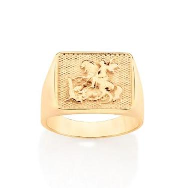 Imagem de Anel Masculino Rommanel Folheado Ouro São Jorge 513312, Dourado, 28