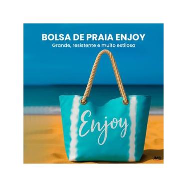 Imagem de Kit Praia Completo Bolsa + Necessaire + Manta Estampa Enjoy - Jdmazine