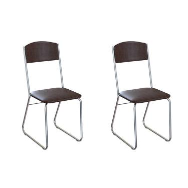 Imagem de Conjunto com 2 Cadeiras de Cozinha Emmy Tabaco e Cromado