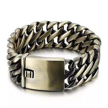 Imagem de suhang Pulseiras De Aço Inoxidável Para Homens Cor Bronze Corrente De Elo Na Mão Jóias Presente