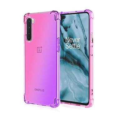 Imagem de para Oneplus Nord N100 N200 Case transparente Gradiente Airbag cantos Capa à prova de choque para One Plus 9 Pro 8 7T 6T Para-choque da tampa traseira, Rosa Roxo, Para OnePlus 9 Pro