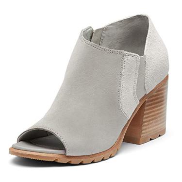 Imagem de Sorel – Bota feminina de cano baixo Nadia, bota de couro com bico aberto no tornozelo e salto bloco, Dove, 10.5