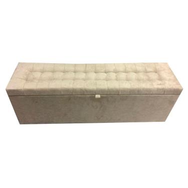 Imagem de Recamier Puff Baú Para Cama Box Queen Size - 1,58Cm - Bege Claro