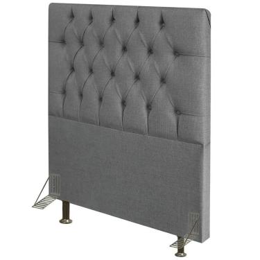 Imagem de Cabeceira Diamante Cama Box Solteiro 90cm Linho Cinza