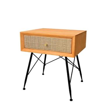 Imagem de Mesas Laterais de Cama Mesa de Cabeceira de Madeira Pequena Simples Vidro Armário Quarto Retrô Gaveta Simples Mesa de Cabeceira para Quarto (Cor: A)