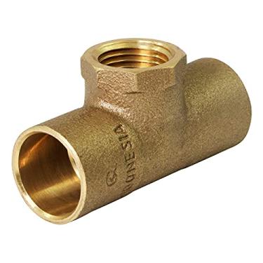 Imagem de Supply Giant DDGU3412 C X C X F Conexão de T de latão fundido sem chumbo com copos de solda e galho rosqueado fêmea, 3/4" x 3/4" x 1/2"