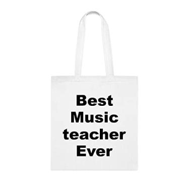 Imagem de Bolsa tote para professores de música, Melhor bolsa para professores de música, presente para professores de música, presente para professores de música, bolsa de ombro para professores de música, bolsas reutilizáveis para professores de música, ideia de de Natal, Branco