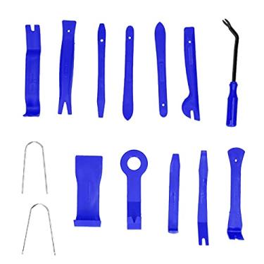 Imagem de Ferramenta de remoção automática Fafeicy 14pcs, kit de reparo de guarnição de painel de carro, para mesa de instrumentos de áudio de painel de porta de carro, a desmontagem de áudio de carro (azul), pé de cabra
