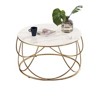 Imagem de Mesa de café Mesa de centro Nórdico Minimalista Hotel Moderno Pequena sala de mármore de sala de estar Mesa final (Color : White, Size : 80 * 45cm/31 * 18in)