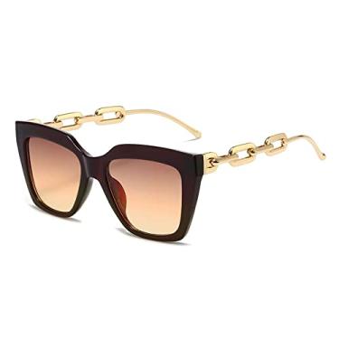 Imagem de Óculos de Sol Quadrado Personalidade Feminina Armação Grande Óculos de Corrente Quadrada Óculos de Sol Moda Protetor Solar Óculos de Sol Feminino Tendência, 2, Tamanho Único