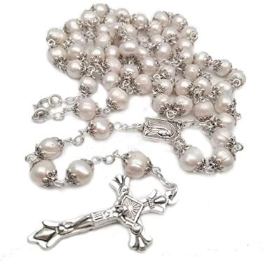 Imagem de Jirehjill Rosário católico para mulheres - rosário de cristal vermelho, presentes católicos.