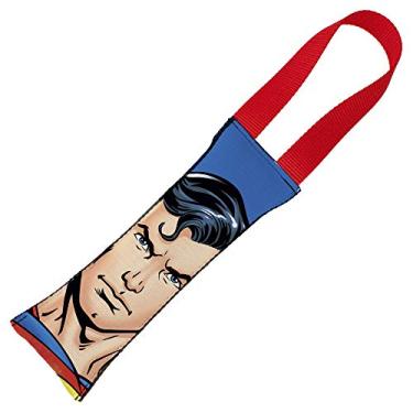 Imagem de Buckle-Down Brinquedo de puxar para cães Superman escudo facial com ícone, close-up, azul e vermelho
