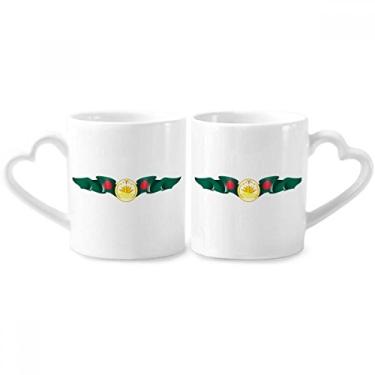 Imagem de Bangladesh National Emblem Country Couple Conjunto de canecas de porcelana cerâmica para amantes de coração