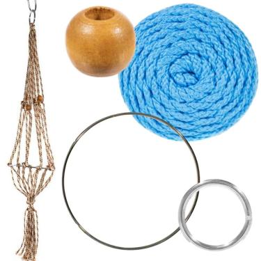 Imagem de Craft County Kits de cabide de plantas de macramé – Cordão de 4 mm – Faz cabide de planta longo de 106 cm (oceano)