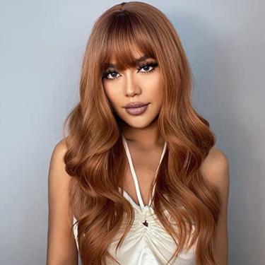 Imagem de Qudai Perucas de cabelo onduladas longas sexy peruca de cabelo ondulado com rede de cabelo sintético resistente ao calor para mulheres festa cosplay uso diário