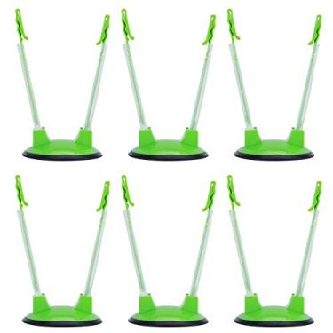 Imagem de 6 peças suporte de saco de armazenamento de alimentos suporte ajustável baggy rack mãos-livres bolsa rack casa cozinha acessório verde