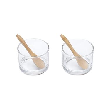 Imagem de Conjunto 2 Molheiras de Vidro com 2 Colheres de Bambu Lyor Amadeirado/Transparente 7x5Cm, SEM LINHA
