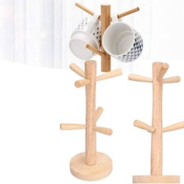 Imagem de 2 peças suporte de caneca de árvore, suporte de copo de café engrossado de madeira durável caneca de bancada árvore café multifuncional suporte de caneca de café para escritório doméstico hotel