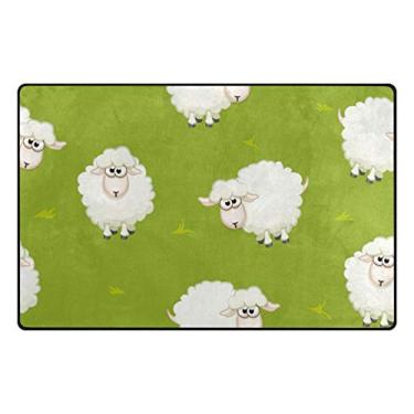 Imagem de ColourLife Tapetes de área leve e macio Capacho branco de ovelha para quartos, entrada, piso de madeira, sala de estar 78,7 x 50,8 cm (6,7 x 3,8 cm) Tapetes de berçário