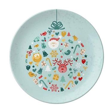 Imagem de Prato de Natal Papai Noel, Alce, Árvore Azul, Prato Decorativo de Porcelana, Prato de Jantar