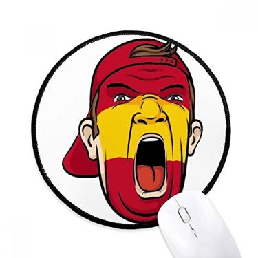 Imagem de Bandeira da Espanha para maquiagem facial cabeça gritando mouse pad desktop escritório tapete redondo para computador