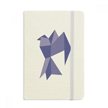 Imagem de Caderno com estampa de pombo abstrata de origami roxo, capa dura em tecido, diário clássico