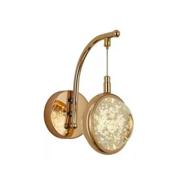 Imagem de Luminária Arandela Moderna Led Saturno 3000k 7w Cabeceira Quarto Metal Dourado