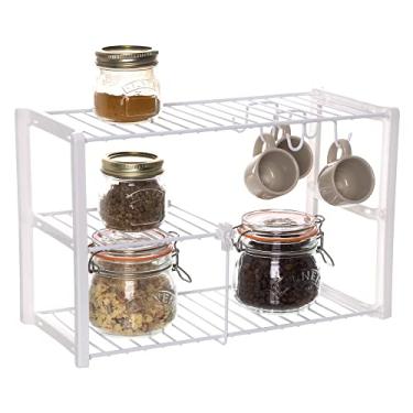 Imagem de Rack Organizador de Objetos Multifunções para Armário Aramado Branco com Branco