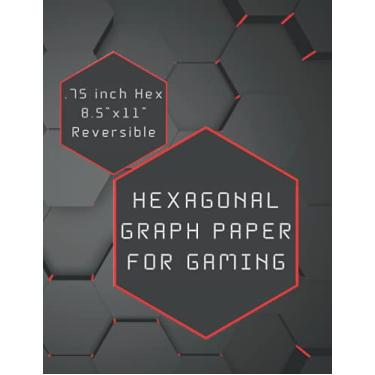 Imagem de Hexagonal Graph Paper for Gaming: 3/4" and 1" hexagon grid on large (8.5" x 11"), paper (90gsm). Perfect for map design, campaigns, and strategy in pen-and-paper RPGs.