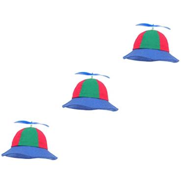 Imagem de Didiseaon 3 Pecas Chapéu de pescador de libélula de bambu chapéu de hélice de -íris chapéus para crianças chapéu multicolorido lindo chapéu dupla face chapéu de praia chapéu de sol filho