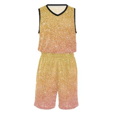 Imagem de Camiseta de basquete branca Navajo, ajuste confortável, camiseta de futebol 5T a 13T, Glitter rosa dourado, P