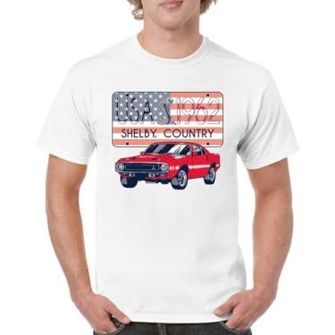 Imagem de Camiseta masculina Shelby Country 1962 GT500 American Racing USA Made Mustang Cobra GT Performance Powered by Ford, Branco, GG