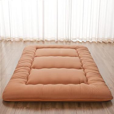 Imagem de Zelladorra Colchão japonês, colchão futon com bolsa de armazenamento portátil e capa lavável, tapete de tatame grosso de enrolar adequado para acampamento, quarto de hóspedes, café leve, solteiro