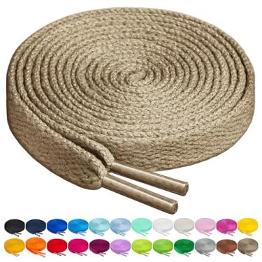 Imagem de Cadarços de bétula em 27 cores, cadarços de sapato de 1,4 cm em 4 comprimentos diferentes, Taupe Tan, 56"(142cm) XL