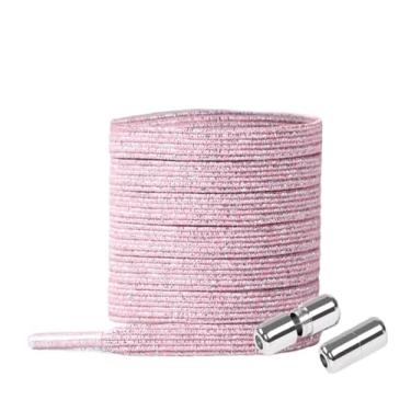 Imagem de Elastic Locking ShoeLace Metal Lock Shoe Laces Women No Tie Shoes Lace Kids Adult Unisex Sneakers Laces Strings (Color : Silver Pink)