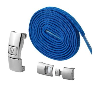 Imagem de Elastic Laces Sneakers Width Flat Shoelaces Without Ties Kids Adult Lock No Tie Shoelace Rubber Bands Shoe Accessories (Color : Royal blue)