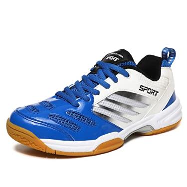 Imagem de Abborora Tênis masculino de badminton, tênis para quadra interna, racketball, squash, vôlei, tênis masculino, branco/azul, 38