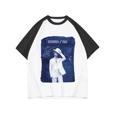 Imagem de Camiseta Rm Solo Indigo, K-pop Loose Merch Camisetas unissex com suporte impresso, camiseta de algodão, Branco, M