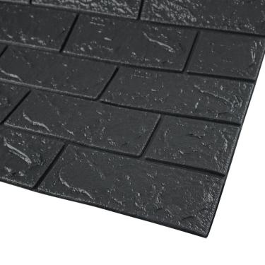 Imagem de Placa Decorativa Autocolante 3D Tijolinho 70X77CM Preta