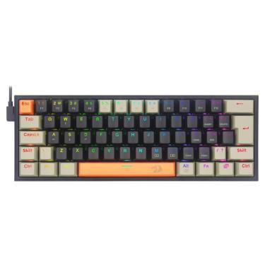 Imagem de Teclado Mecânico Gamer Redragon Fizz Sunset - ABNT2 - RGB - Switch Marrom - K617RGB-0G-BK-GY