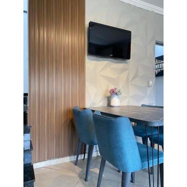 Imagem de Kit 24 Placas Revestimento Poliestireno Flexivel Casa Fachada Parede Encaixe Relevo Branco 3d Pvc (Trapezio)