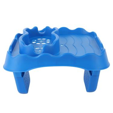 Imagem de Bandeja de mesa para banheira de hidromassagem, bandeja lateral antiderrapante, bandeja de braço com suporte de copo para piscinas, banheira de spa (azul)