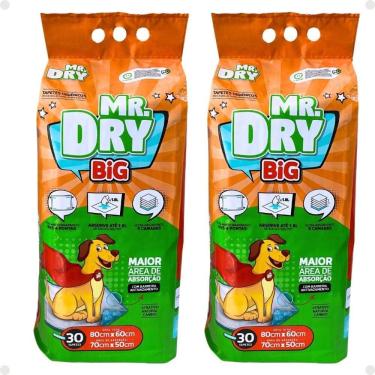 Imagem de Kit Mr. Dry Big: 2 Tapetes Higiênicos 80x60cm Com 30 Unidades