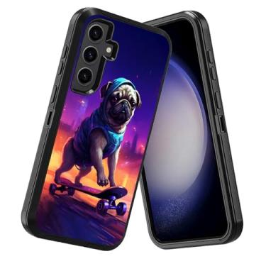 Imagem de DEHJYYIJUY Capa para Galaxy S24+/S24 Plus, à prova de choque à prova de poeira/queda, 3 camadas, resistente, capa protetora robusta para Samsung Galaxy S24 Plus 5G (6,7 polegadas, 2024), bonito Pug