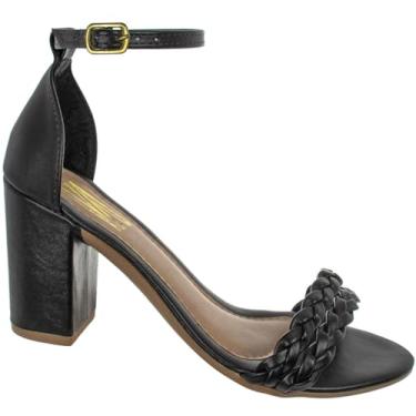 Imagem de Sandalia Feminina Salto Alto Social Grosso Trança Confortável Via Angel 5202 (Preto, BR, Adulto, Numérico, 36)