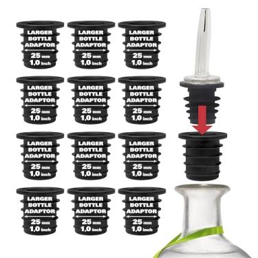 Imagem de Esatto Adaptadores de bebida - Conjunto de 12 peças, perfeito para garrafas grandes de azeite de oliva e garrafas de licor - Pescoço de até 2,5 cm/25 mm converte qualquer bico em um bico grande