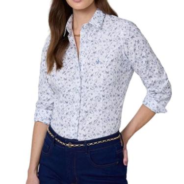 Imagem de Camisa Feminina Dudalina Slim Floral Azul - 53063505-Feminino