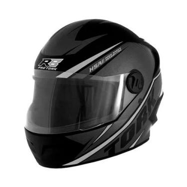 Imagem de Capacete Moto Fechado R8 Pro Preto Viseira Cristal Inmetro Tamanho 58 